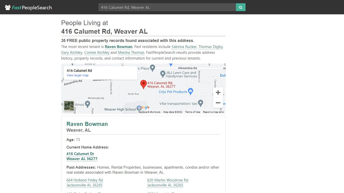 People Living at 416 Calumet Rd Weaver AL - FastPeopleSearch